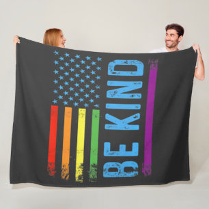 Be Kind Lgbt Lgbtq Gay Pride Rainbow Fleece Blanket