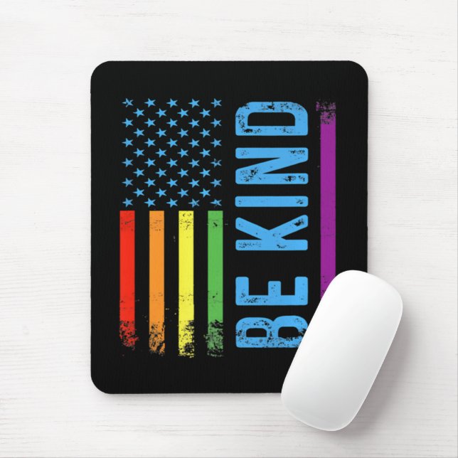 Be Kind Lgbt Lgbtq Gay Pride Rainbow Mouse Pad (With Mouse)