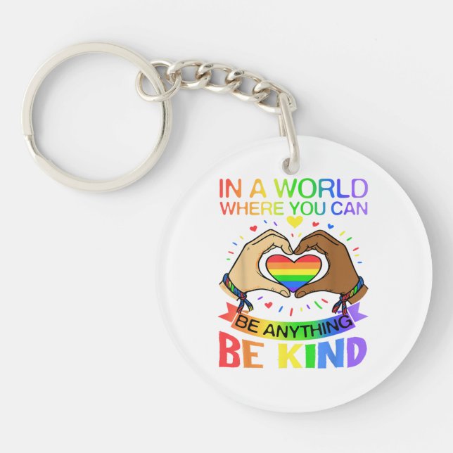 Be Kind LGBT Pride Rainbow Equality Awareness Tee Key Ring (Front)