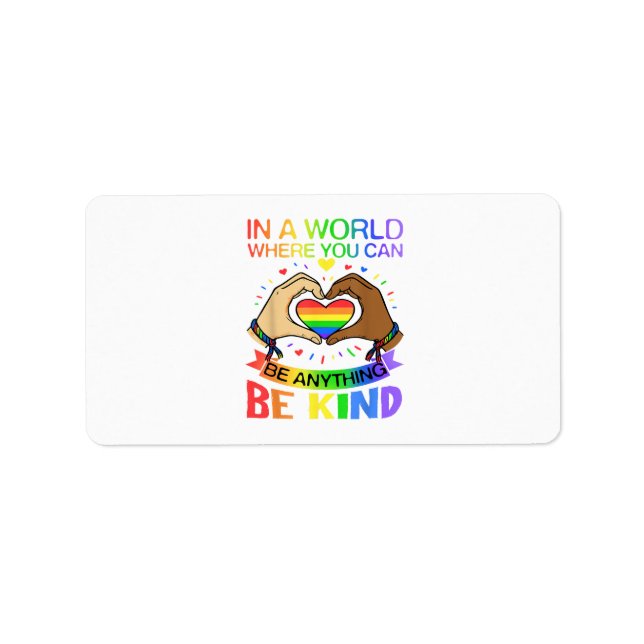 Be Kind LGBT Pride Rainbow Equality Awareness Tee Label (Front)
