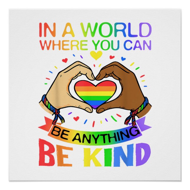 Be Kind LGBT Pride Rainbow Equality Awareness Tee Poster (Front)