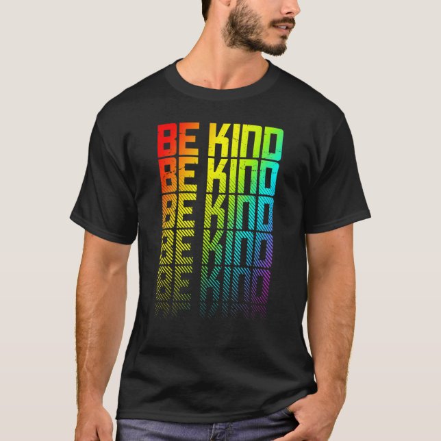 Be Kind Lgbtq+ Rainbow Gay Pride Text Fade Graphic T-Shirt (Front)