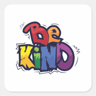 Be Kind LGBTQ Rainbow Pride Month Square Sticker