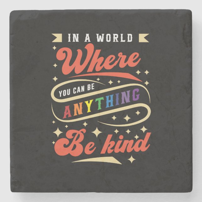 Be Kind | LGBTQ | Rainbow | Pride Month Stone Coaster (Front)