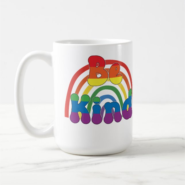 Be Kind - LGBTQIA Rainbow Love Coffee Mug (Left)