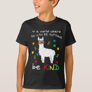Be Kind Llama Puzzle Piece Cool Autism Awareness G T-Shirt