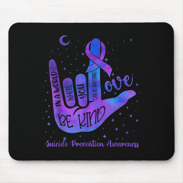 Be Kind Love Tie Dye Hand Sign Prevention Mouse Pad (Front)