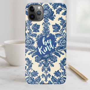 Be Kind Minimal Vintage French Toile Blue Rustic  iPhone 11Pro Max Case