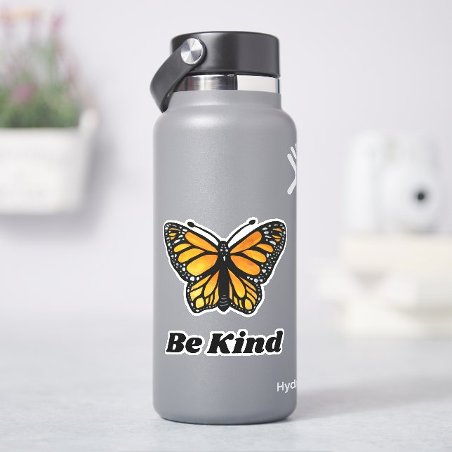 Be Kind Monarch Butterfly Watercolor Painting (HydroFlask)