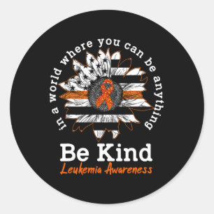 Be Kind Orange Ribbon Sunflower Kindness Leukaemia Classic Round Sticker