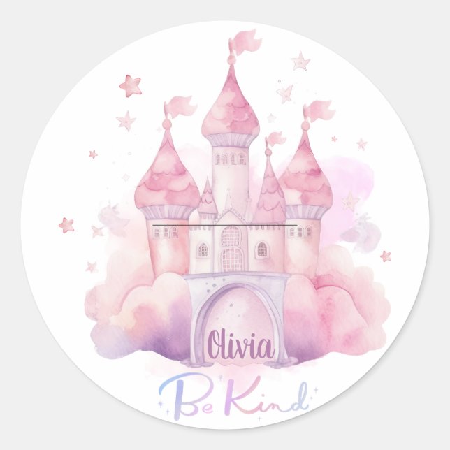 Be Kind Palace on the Pink Cloud customisable Classic Round Sticker (Front)