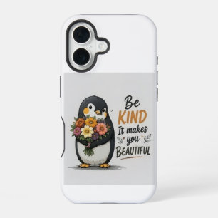 Be Kind Penguin Phone Case Cute Penguin with Flo