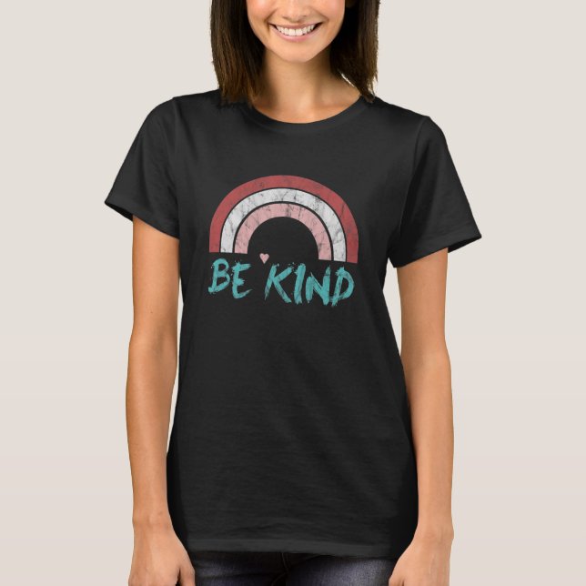Be Kind Positive Inspirational Kindness Rainbow T-Shirt (Front)