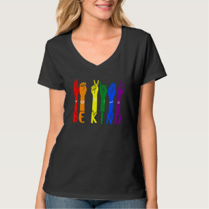 Be Kind Pride Sign Language Lgbt Teachers Interpre T-Shirt