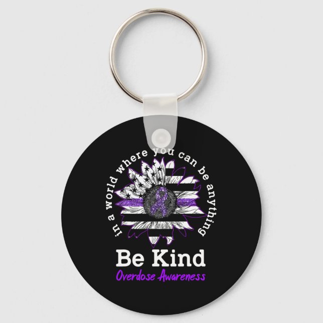 Be Kind Purple Sunflower Overdose Awareness Choose Key Ring (Front)