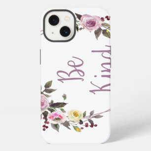 Be Kind Purple Yellow Floral Watercolor iPhone 13 Case