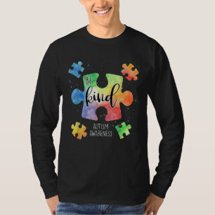 Be Kind Puzzle Pieces Cute Autism Awareness Puzzle T-Shirt