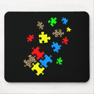 Be Kind Puzzle Pieces Leopard Autism Awareness Mon Mouse Pad