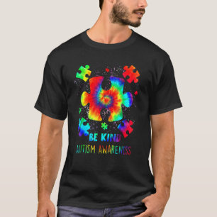 Be Kind Puzzle Pieces Tie Dye Autism Awareness 1 T-Shirt