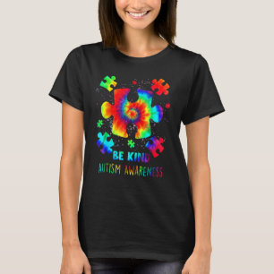 Be Kind Puzzle Pieces Tie Dye Autism Awareness 2 T-Shirt