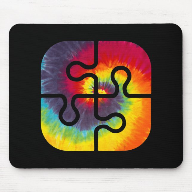 Be Kind Puzzle Pieces Tie Dye Cute Autism Awarenes Mouse Pad (Front)