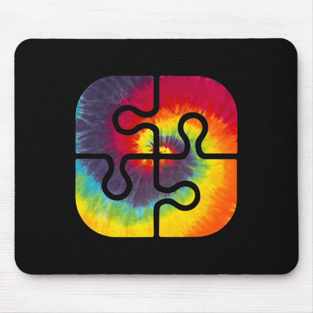 Be Kind Puzzle Pieces Tie Dye Cute Autism Awarenes Mouse Pad (Front)