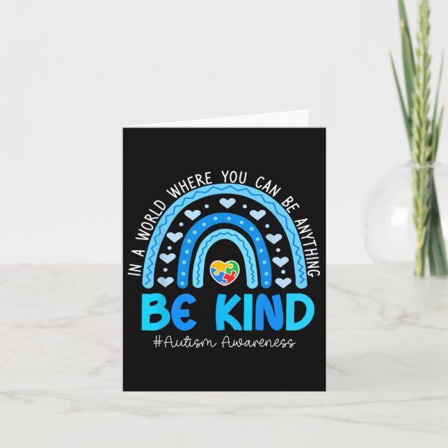 Be Kind Puzzle Rainbow Autism Awareness Month Teac Card (Front)
