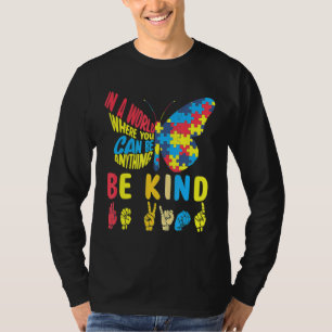 Be Kind Puzzle Sign Language Hand Talking Autism  T-Shirt
