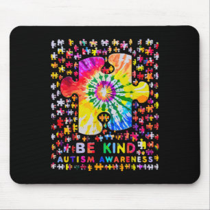 Be Kind Puzzle Tie Dye Autism Awareness  Mouse Pad
