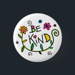 Be Kind Quote Cute Typography 3 Cm Round Badge<br><div class="desc">Cute "Be Kind" message with colorful flower art.</div>