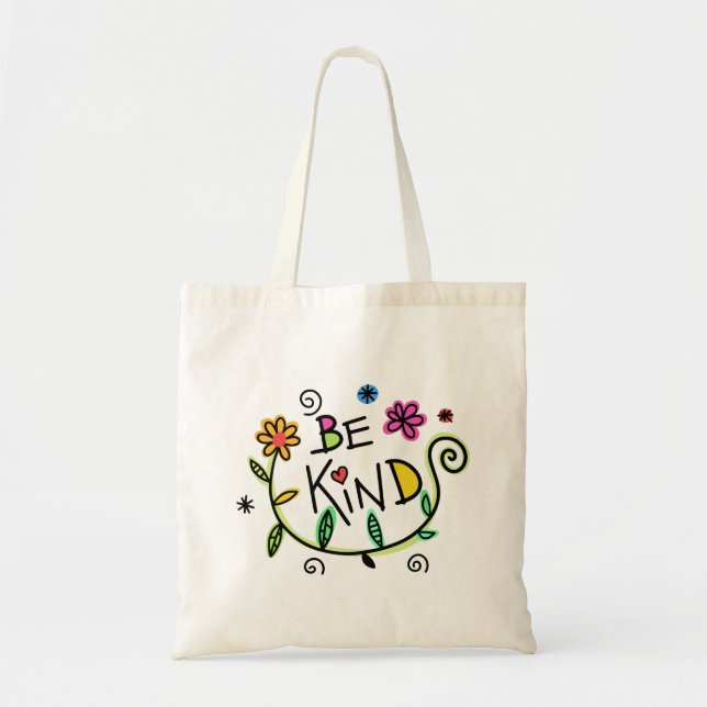 Be Kind Quote Cute Typography Tote Bag (Front)