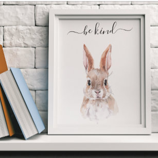 Be Kind Rabbit Bunny Nursery Child Woodland Poster