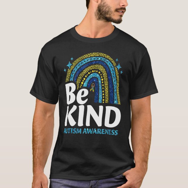 Be Kind Rainbow Autism Awareness Leopard Print Wom T-Shirt (Front)