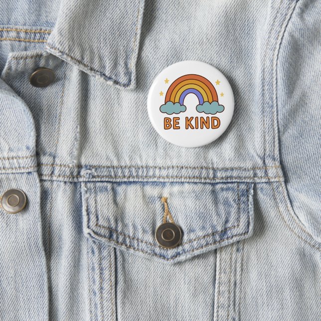 Be Kind Rainbow – Colourful Positive Quote Design 6 Cm Round Badge (In Situ)