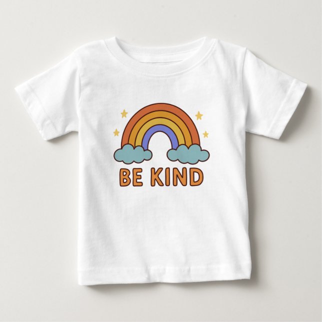 "Be Kind Rainbow – Colourful Positive Quote Design Baby T-Shirt (Front)