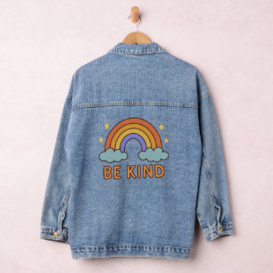 "Be Kind Rainbow – Colourful Positive Quote Design Denim Jacket