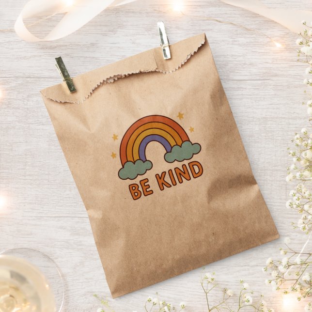 "Be Kind Rainbow – Colourful Positive Quote Design Favour Bags (Clipped)