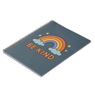 "Be Kind Rainbow – Colourful Positive Quote Design Notebook