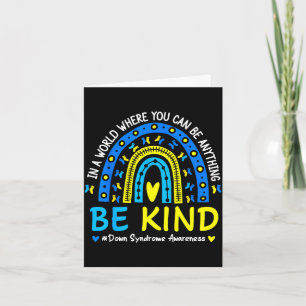 Be kind rainbow down syndrome awareness teacher card