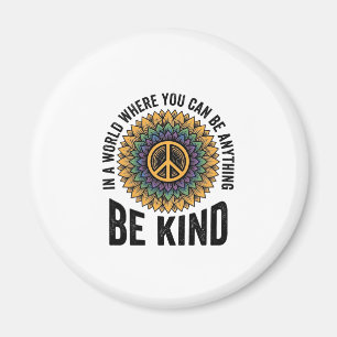 Be Kind Rainbow Flower Peace Vintage Shirt Design_ Magnet