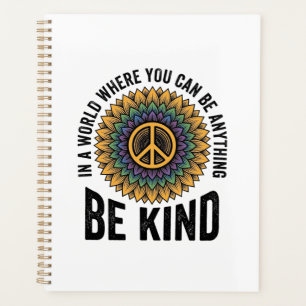 Be Kind Rainbow Flower Peace Vintage Shirt Design_ Planner