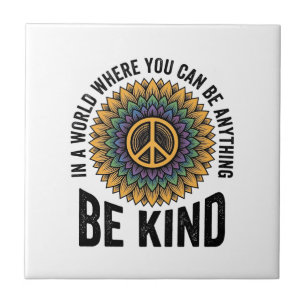 Be Kind Rainbow Flower Peace Vintage Shirt Design_ Tile
