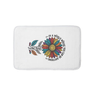 Be Kind Rainbow Flower Vintage Engraving Shirt_1 Bath Mat