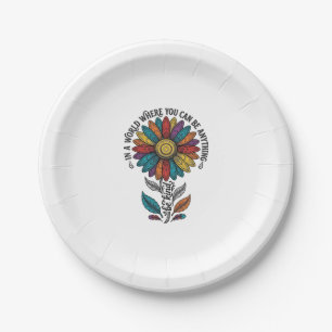 Be Kind Rainbow Flower Vintage Engraving Shirt_1 Paper Plate