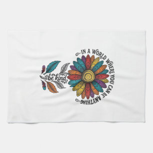Be Kind Rainbow Flower Vintage Engraving Shirt_1 Tea Towel
