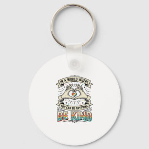 Be Kind Rainbow Heart Hands Vintage Shirt Design_1 Key Ring