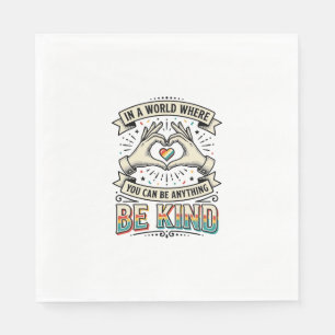 Be Kind Rainbow Heart Hands Vintage Shirt Design_1 Napkin