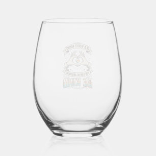 Be Kind Rainbow Heart Hands Vintage Shirt Design_1 Stemless Wine Glass
