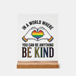 Be Kind Rainbow Heart Hands Vintage Vector Design_ Acrylic Sign