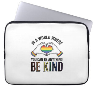 Be Kind Rainbow Heart Hands Vintage Vector Design_ Laptop Sleeve